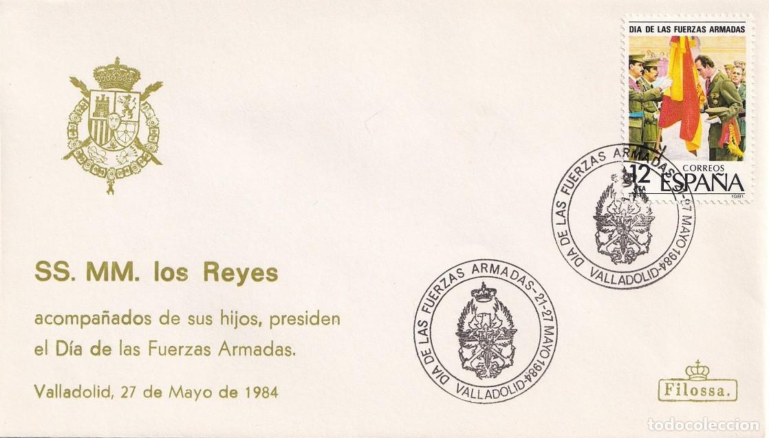 Sellos: Sobre Filossa Valladolid 1984 - SS.MM los Reyes con sus hijos presiden el D&iacute;a de las Fuerzas Armadas