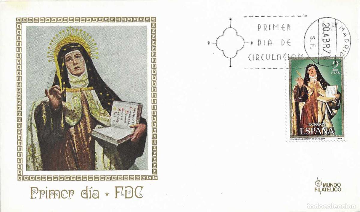 Sellos: SANTA TERESA DE JESUS CENTENARIO DE CELEBRIDADES 1971 (EDIFIL 2028) EN SPD MF MATASELLOS MADRID RARO