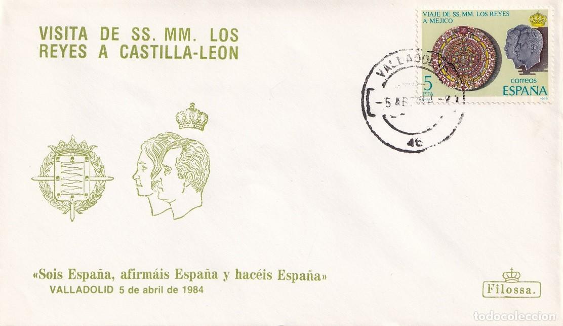 Sellos: Sobre Filossa Valladolid 1984 - Visita de SS.MM. los Reyes D. Juan Carlos Do&ntilde;a Sof&iacute;a a Castilla-Le&oacute;n