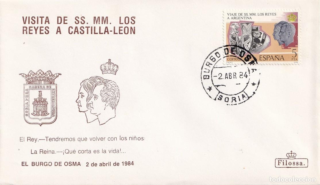 Sellos: Sobre Filossa Burgo de Osma 1984 - Visita SSMM los Reyes D. Juan Carlos y Do&ntilde;a Sof&iacute;a a Castilla-Le&oacute;n