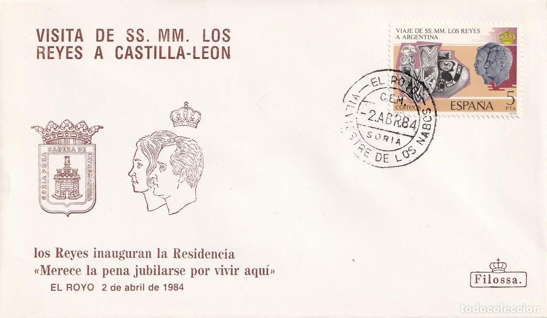 Sellos: Sobre Vilviestre de los Nabos 1984 Visita SSMM los Reyes D. Juan Carlos y Do&ntilde;a Sof&iacute;a a Castilla-Le&oacute;n