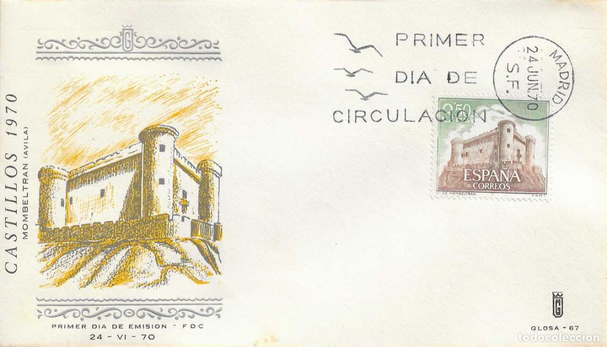 Sellos: CASTILLO DE MOMBELTRAN AVILA CASTILLOS ESPA&Ntilde;A 1970 (EDIFIL 1979) SOBRE PRIMER DIA DE GLOSA RARO RWR