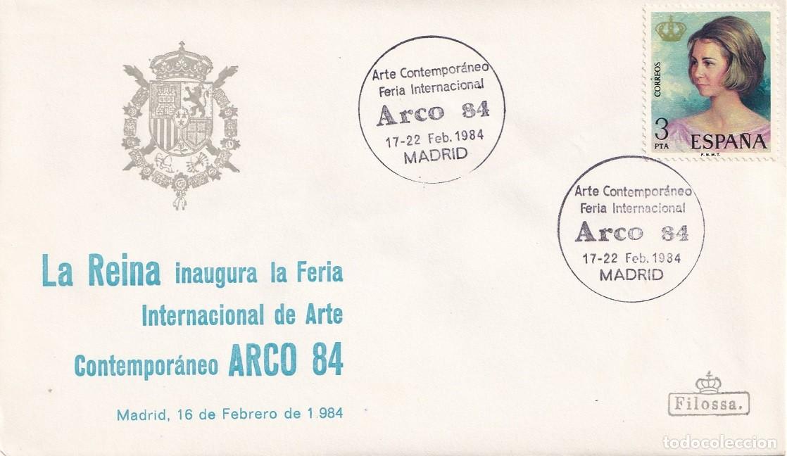 Sellos: Sobre Filossa Madrid 1984 - La Reina Sof&iacute;a inaugura Arco 84 Feria Internacional Arte Contempor&aacute;neo