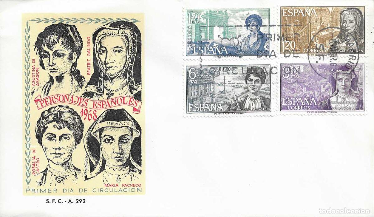 Timbres: PERSONAJES ESPA&Ntilde;OLES 1968 (EDIFIL 1864/67) EN SOBRE PRIMER DIA DEL SERVICIO FILATELICO XZX