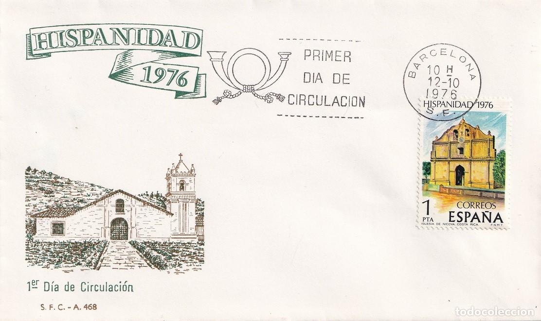 Sellos: SPD Barcelona 1976 - Hispanidad Costa Rica - Iglesia de Nicoya - Primer d&iacute;a de circulaci&oacute;n - FDC