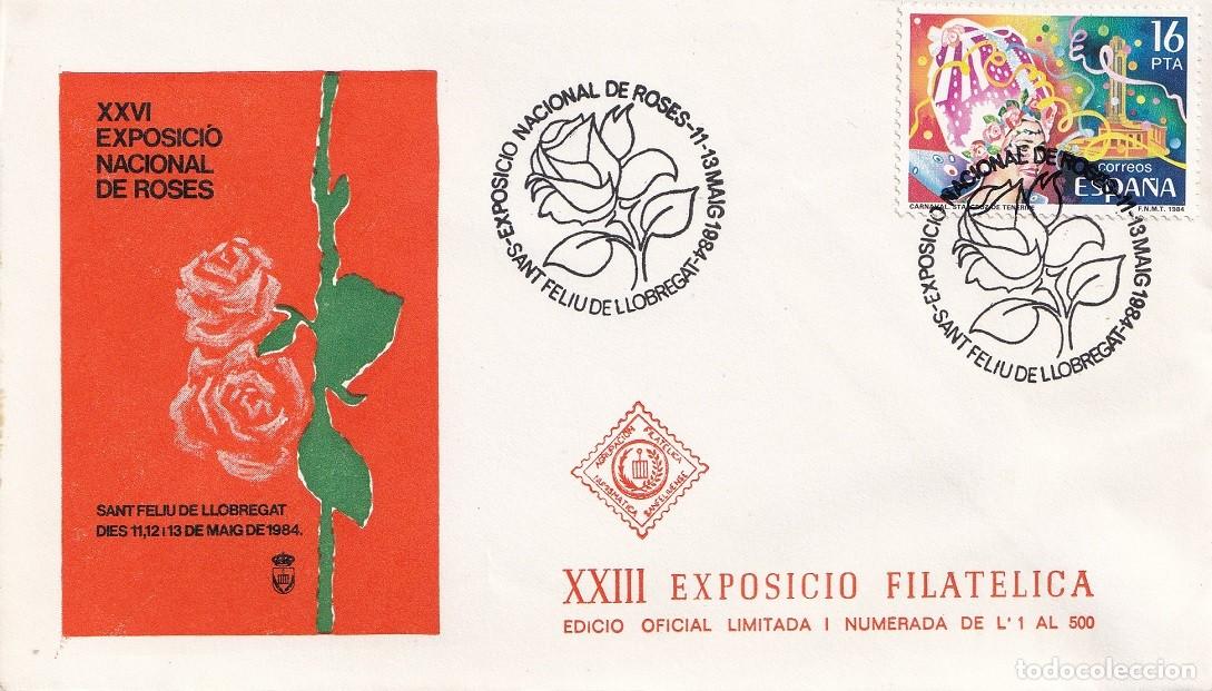 Sellos: Sobre Sant Feliu de Llobregat 1984 - Flores Rosas - XXVI Exposici&oacute; Nacional de Roses / N&ordm; 471 de 500