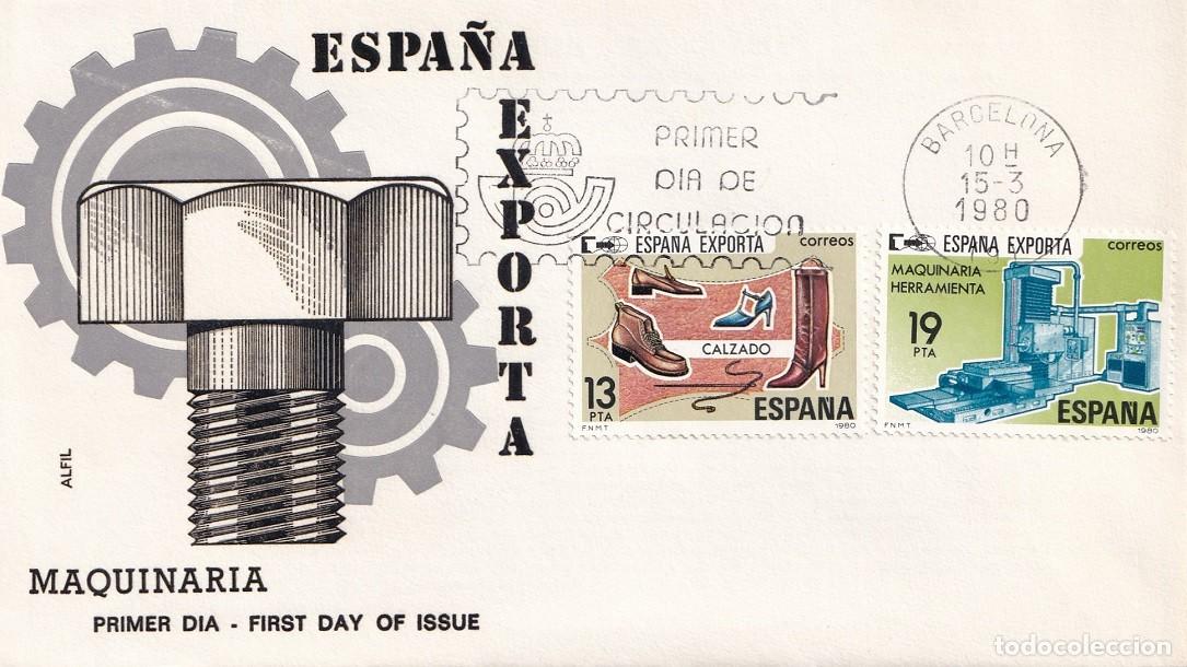 Sellos: SPD en Alfil Barcelona 1980 - Espa&ntilde;a exporta - Calzado - Maquinaria herramienta - Primer d&iacute;a - FDC