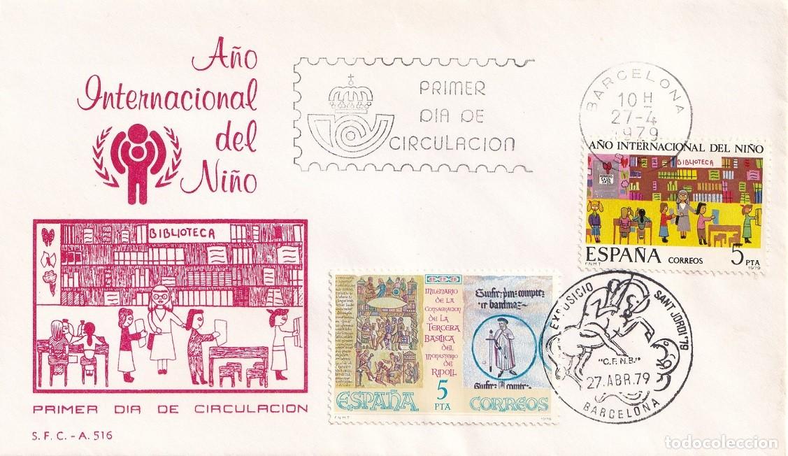 Sellos: SPD Barcelona 1979 - A&ntilde;o Internacional del Ni&ntilde;o - Primer d&iacute;a circulaci&oacute;n - Exposici&oacute; Sant Jordi 79