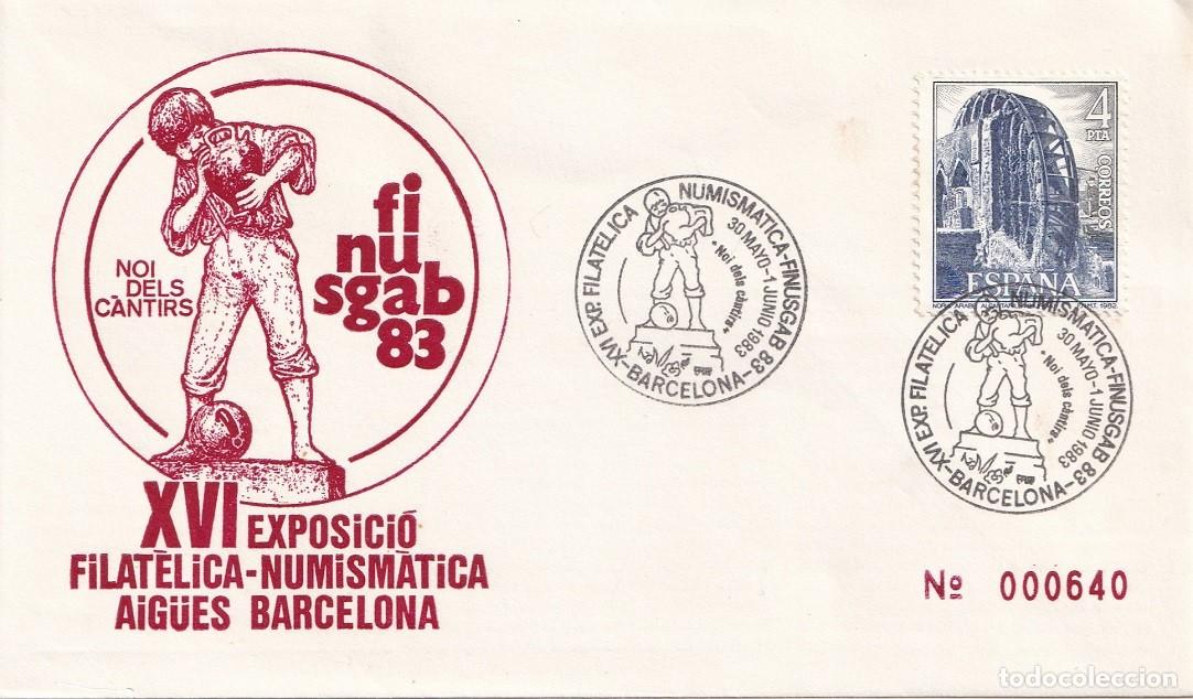 Sellos: Sobre Barcelona 1983 Finusgab 83 - XVI Exposici&oacute; filat&egrave;lica i numism&agrave;tica - Noi del c&agrave;ntirs - N&ordm; 640