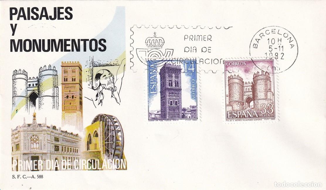 Sellos: SPD Barcelona 1982 - Paisajes y monumentos - Torre mud&eacute;jar de San Mart&iacute;n y Puerta de San Andr&eacute;s