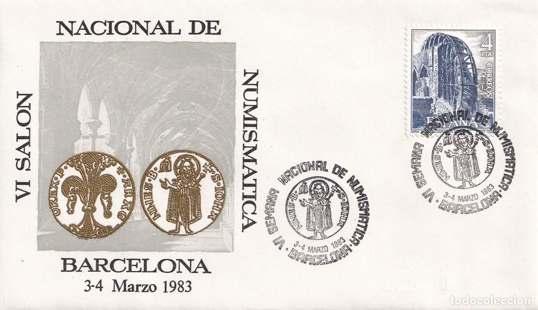 Sellos: Sobre Barcelona 1983 - VI Sal&oacute;n Semana Nacional de Numism&aacute;tica - Matasellos especiales