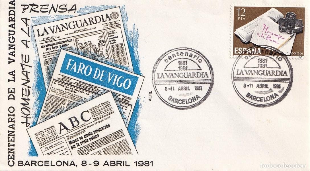 Sellos: Sobre en Alfil Barcelona 1981 - Homenaje a la prensa - Centenario de la Vanguardia 1881-1981