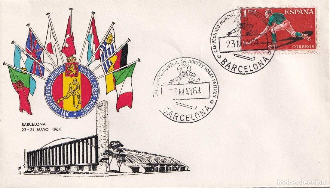 Sellos: Sobre Barcelona 1964 - XVI Campeonato del Mundo Hockey sobre patines - Matasellos especiales