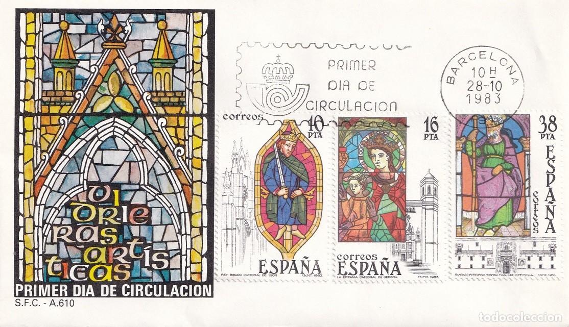 Sellos: SPD Barcelona 1983 Vitrales - Vidrieras art&iacute;sticas - Catedral de Le&oacute;n - La Epifan&iacute;a - Santiago - FDC