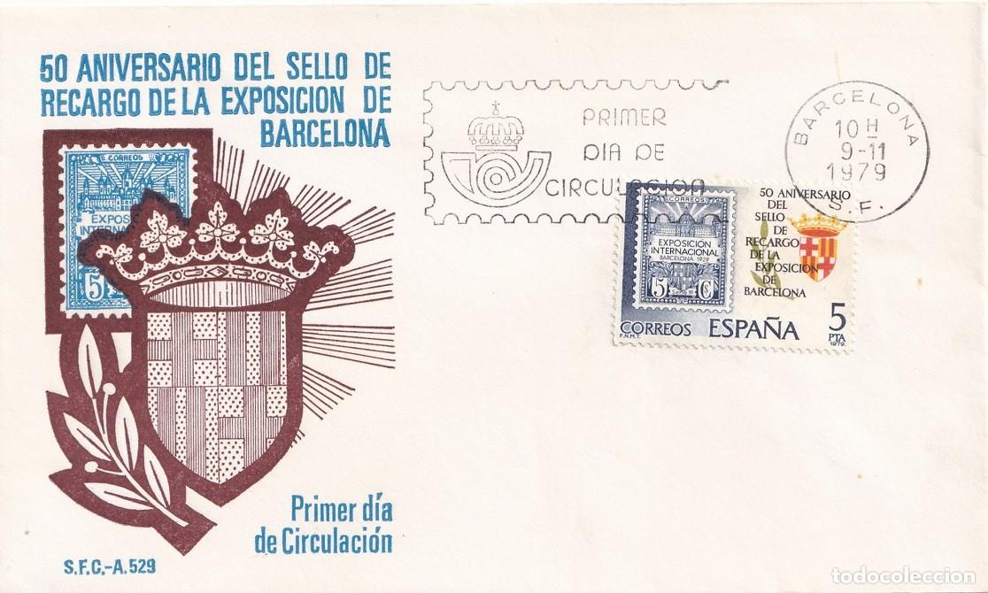 Sellos: SPD Barcelona 1979 - 50 Aniversario del sello de recargo de la Exposici&oacute;n de Barcelona - Primer d&iacute;a
