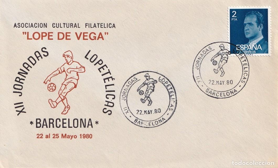 Sellos: Sobre Barcelona 1980 - XII Jornadas lopet&eacute;licas - Asociaci&oacute;n Cultural Filat&eacute;lica Lope de Vega