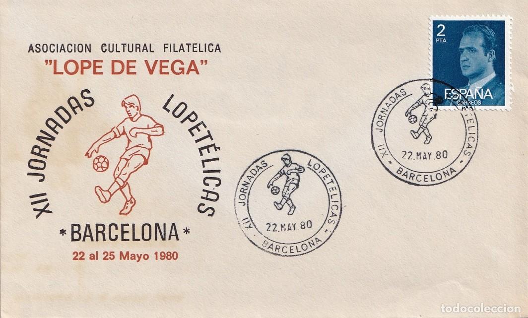 Sellos: Sobre Barcelona 1980 - XII Jornadas lopet&eacute;licas - Asociaci&oacute;n Cultural Filat&eacute;lica Lope de Vega