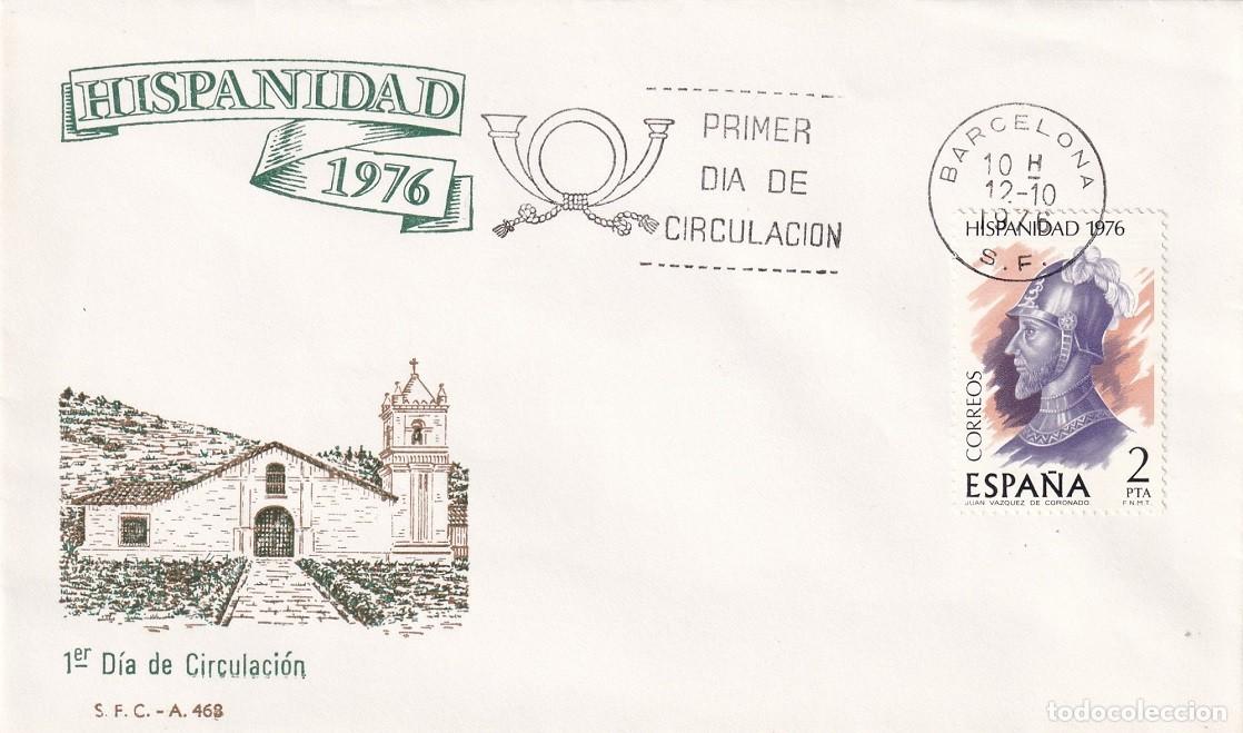 Sellos: SPD Barcelona 1976 - Hispanidad Costa Rica - Juan V&aacute;zquez Coronado - Primer d&iacute;a de circulaci&oacute;n FDC
