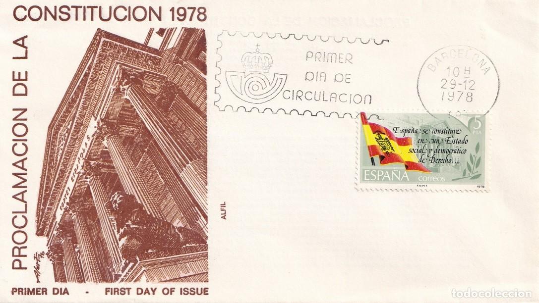 Sellos: SPD en Alfil Barcelona 1978 - Proclamaci&oacute;n de la Constituci&oacute;n - Primer d&iacute;a de circulaci&oacute;n - FDC