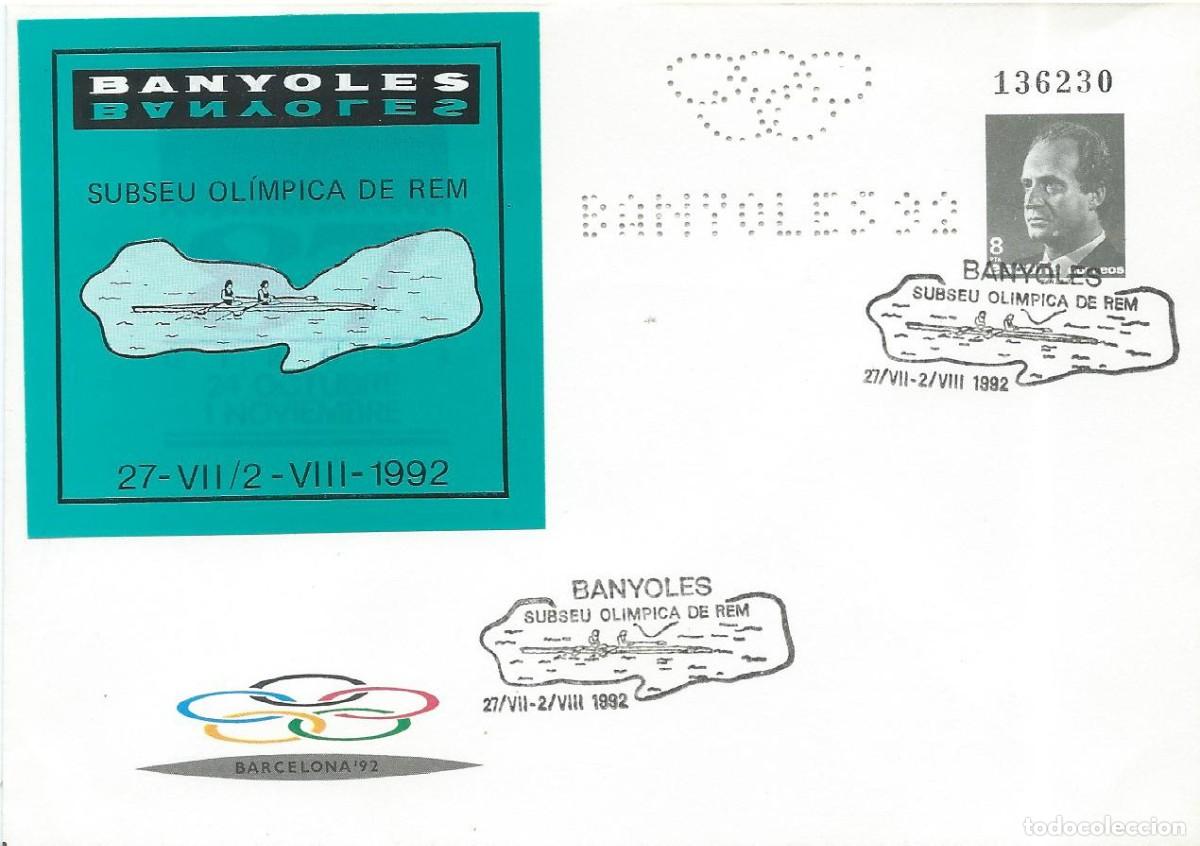 Sellos: 1992. BANYOLES. GIRONA. MATASELLOS/POSTMARK. SUBSEU OL&Iacute;MPICA DE REM/REMO/ROWING. DEPORTES/SPORTS.