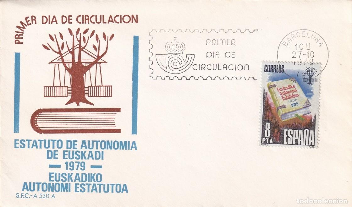 Sellos: SPD Madrid 1979 - Estatuto de Autonom&iacute;a de Euskadi Euskadiko Autonomi Estatutoa - Primer d&iacute;a FDC
