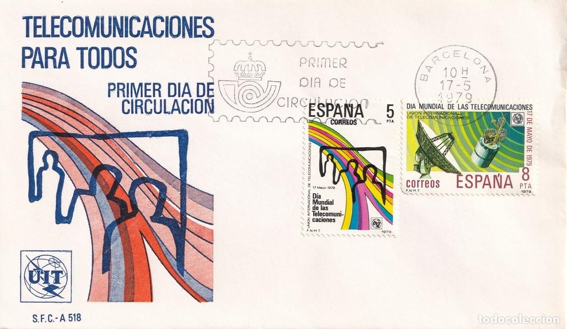 Sellos: SPD Barcelona 1979 - Telecomunicaciones para todos - UIT - Primer d&iacute;a de circulaci&oacute;n - FDC