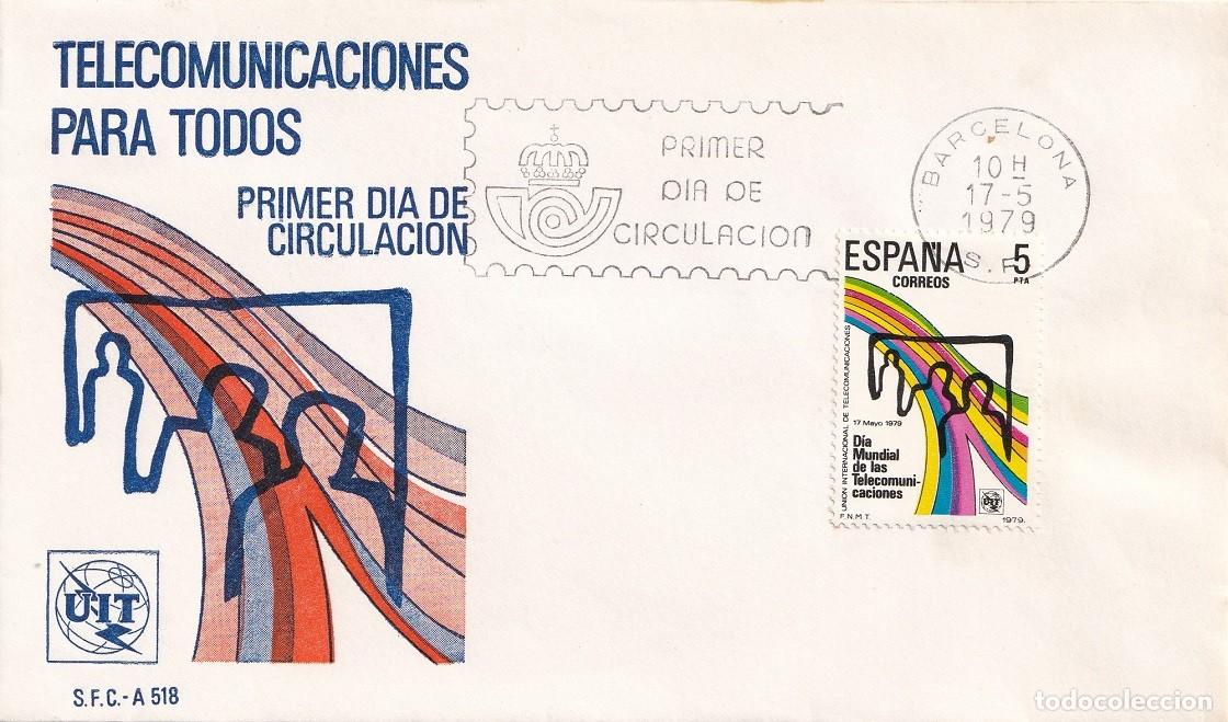 Sellos: SPD Barcelona 1979 - Telecomunicaciones para todos - UIT - Primer d&iacute;a de circulaci&oacute;n - FDC