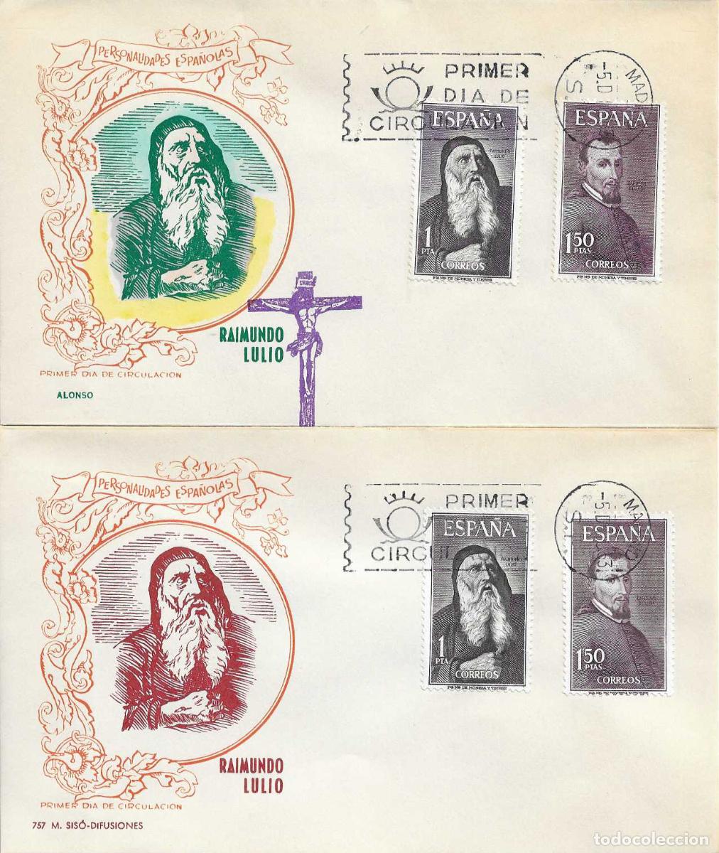 Sellos: RARA VARIEDAD PERSONAJES ESPA&Ntilde;OLES 1963 (EDIFIL 1536/37) EN SOBRE PRIMER DIA DE ALONSO RARO XZX
