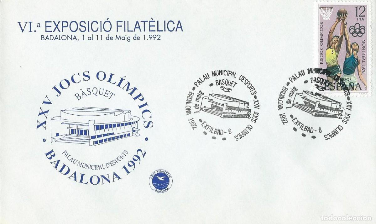 Sellos: 1992. BADALONA. MATASELLOS/POSTMARK. PALAU MUNICIPAL D'ESPORTS. BALONCESTO. DEPORTES/SPORTS.