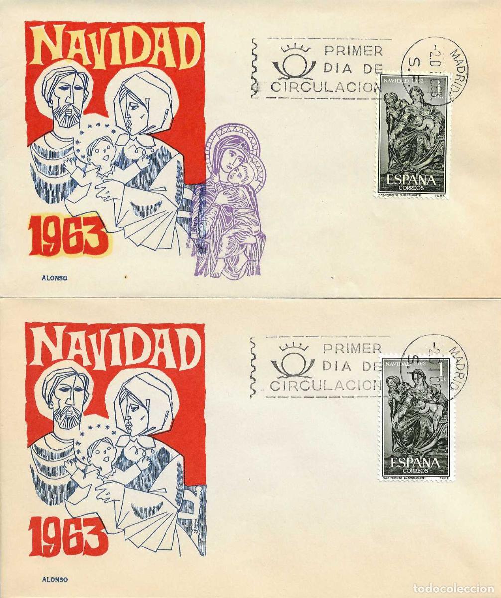 Sellos: RARA VARIEDAD NAVIDAD 1963 NACIMIENTO BERRUGUETE (EDIFIL 1535) SOBRE PRIMER DIA ALONSO RELIGION RARO