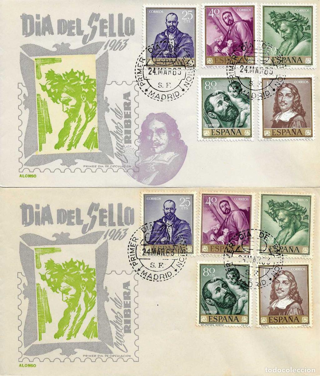 Sellos: RARA VARIEDAD PINTURA JOSE DE RIBERA EL ESPA&Ntilde;OLETO 1963 (EDIFIL 1498/02) EN SPD DE ALONSO RARO XZX