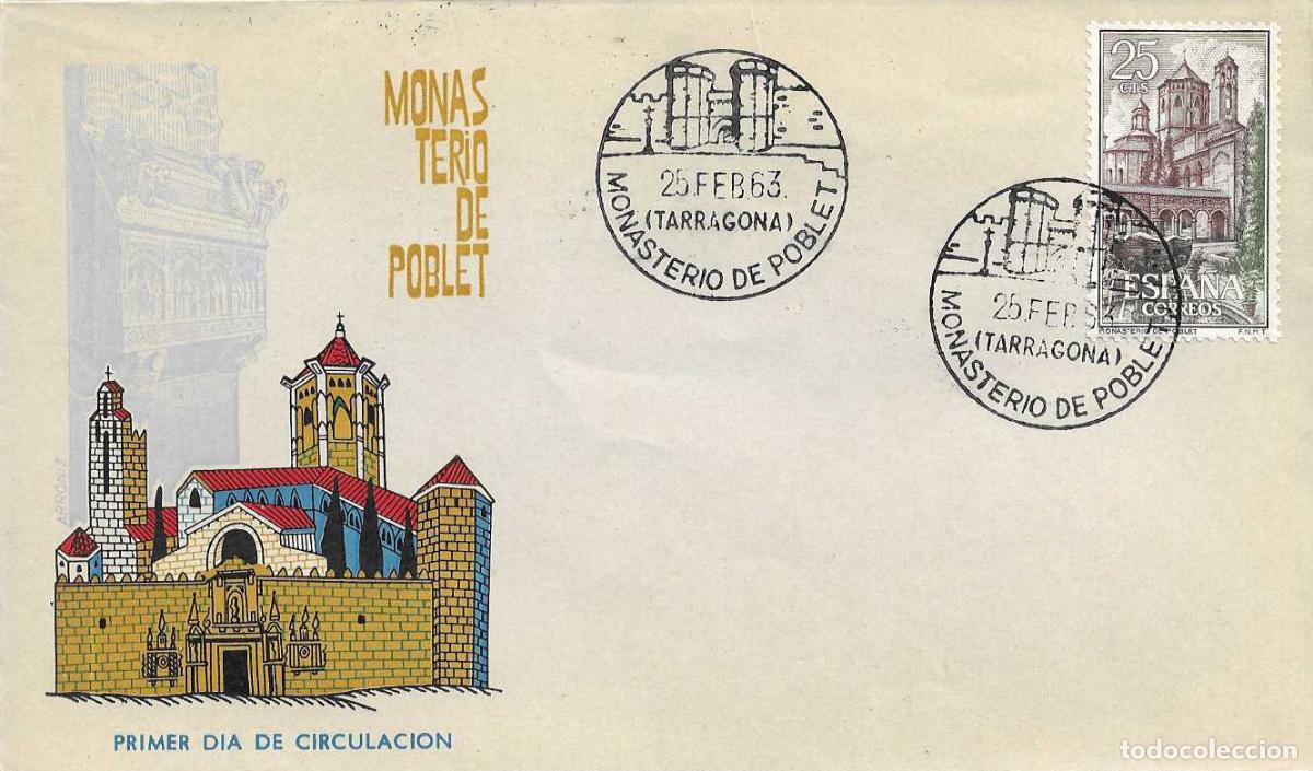 Sellos: REAL MONASTERIO SANTA MARIA DE POBLET 1963 (EDIFIL 1494) EN SPD DE ARRONIZ MATASELLOS MONASTERIO XZX