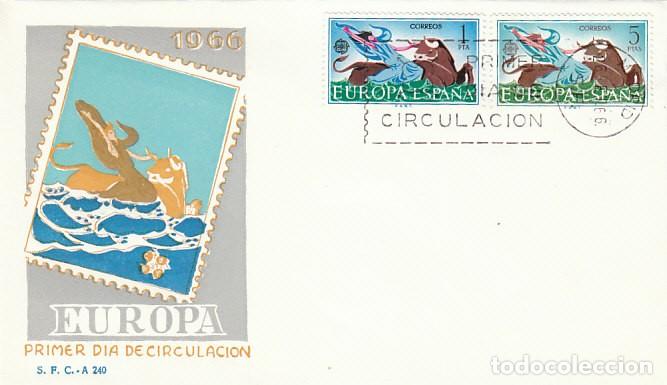 Sellos: EDIFIL 1747/8, MITOLOGIA, EUROPA 1966 (EL RAPTO DE EUROPA POR ZEUS), PRIMER DIA 26-9-1966 DEL SFC