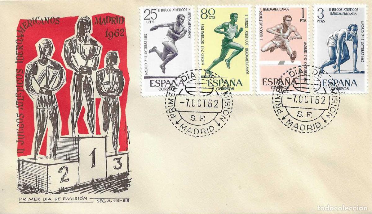 Sellos: DEPORTES II JUEGOS ATLETICOS IBEROAMERICANOS 1962 (EDIFIL 1450/53) SPD DEL SERVICIO FILATELICO XZX