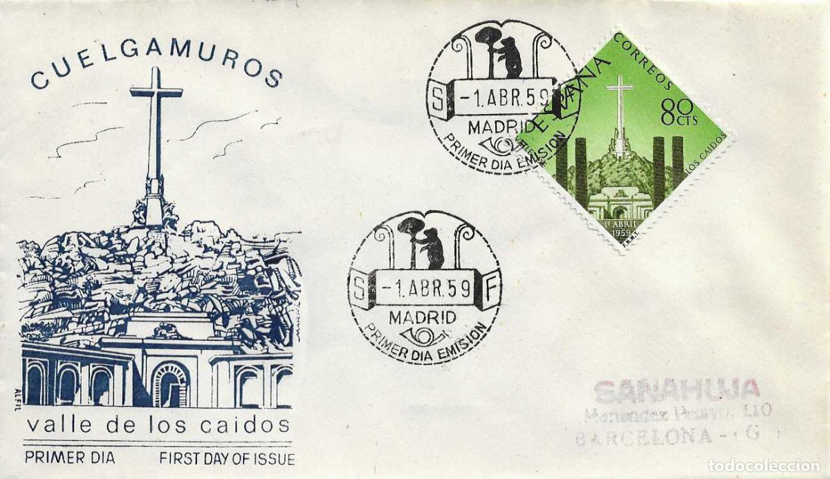 Sellos: INAUGURACION MONASTERIO VALLE DE LOS CAIDOS 1959 (EDIFIL 1248) EN SPD CIRCULADO DE ALFIL RARO ASI