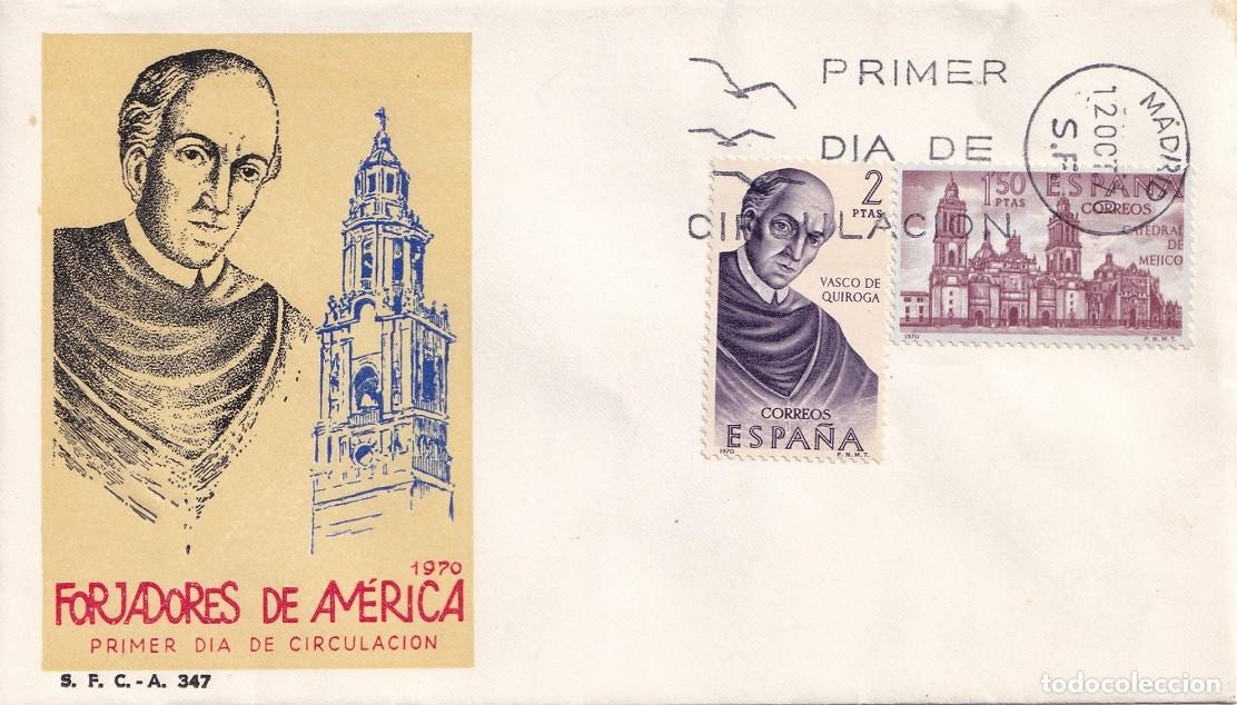 Sellos: SPD Madrid 1970 - Forjadores de Am&eacute;rica M&eacute;xico - Vasco de Quiroga - Catedral de Ciudad de M&eacute;xico