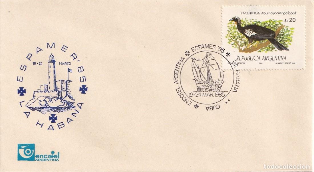 Sellos: Sobre La Habana 1985 - Espamer 85 - Cuba - Encotel Argentina - La Habana - Matasellos especial