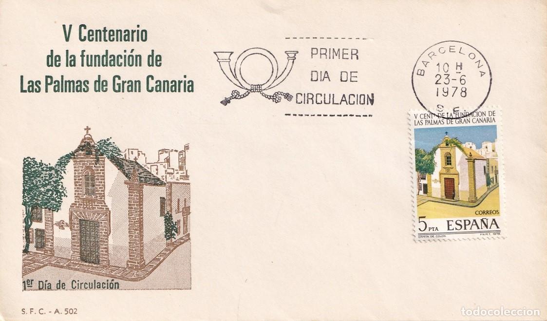 Sellos: SPD Barcelona 1978 - V Centenario de la fundaci&oacute;n de Las Palmas de Gran Canaria - Primer d&iacute;a