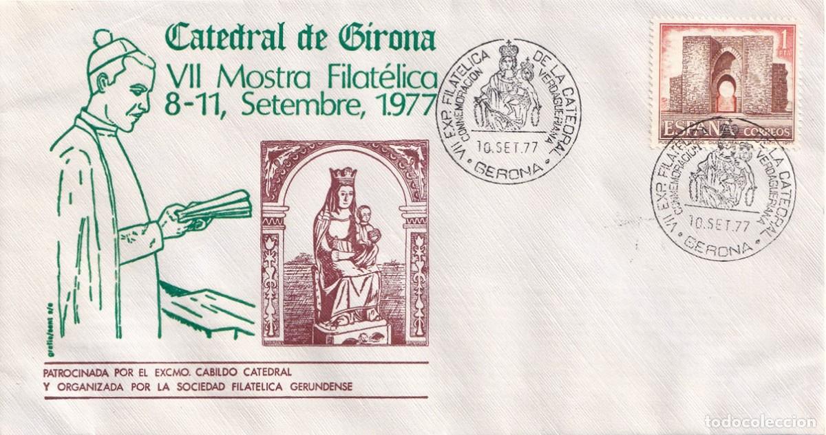 Sellos: Sobre Gerona Girona 1977 VII Mostra Filat&eacute;lica Exposici&oacute;n Filat&eacute;lica de la Catedral - Verdagueriana