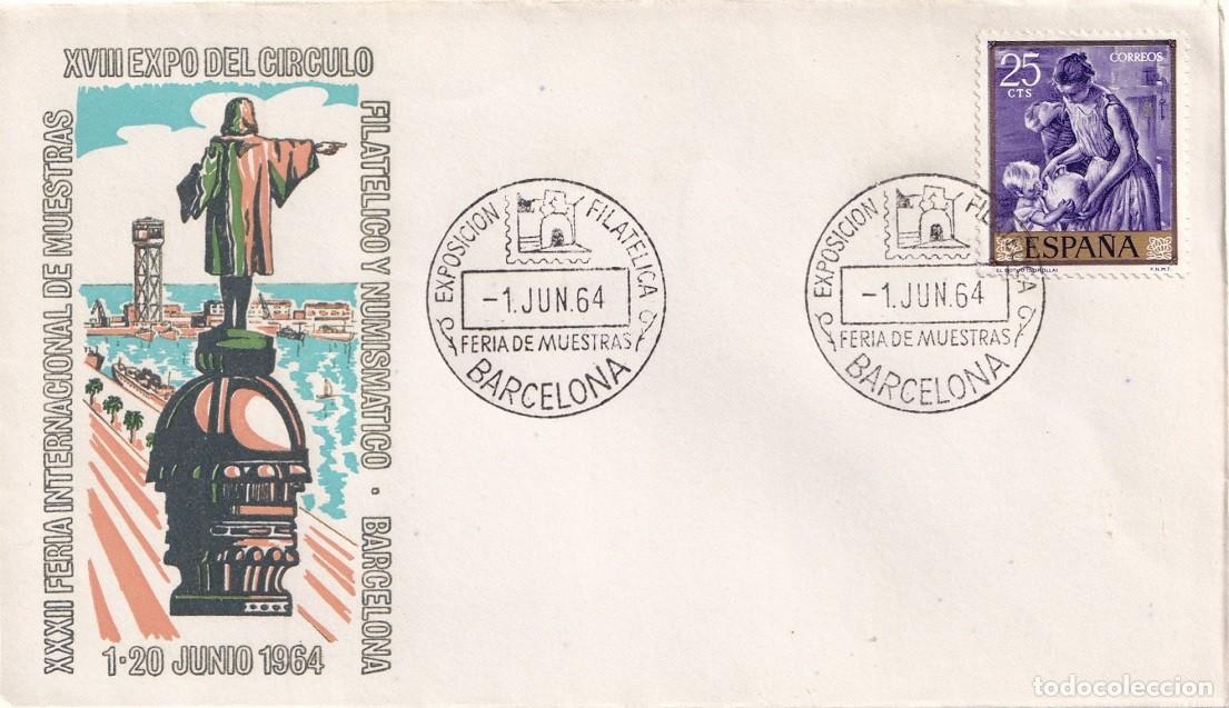 Sellos: Sobre Barcelona 1964 - XVIII Expo del C&iacute;rculo Filat&eacute;lico y Numism&aacute;tico - XXXII Feria Int de Muestras