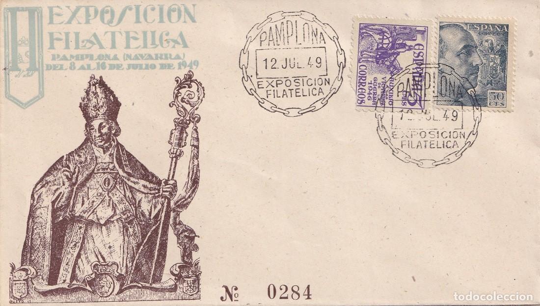 Sellos: Sobre Pamplona 1949 - 2&ordf; Exposici&oacute;n filat&eacute;lica - Ferias y Fiestas de San Ferm&iacute;n - N&ordm; 284