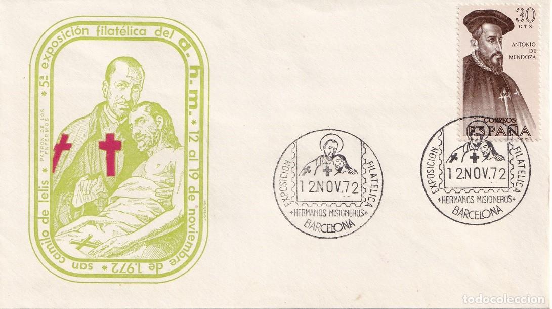 Sellos: Sobre Barcelona 1972 - 5&ordf; Exposici&oacute;n filat&eacute;lica del A.H.M. San Camilo de Lelis - Hermanos misioneros