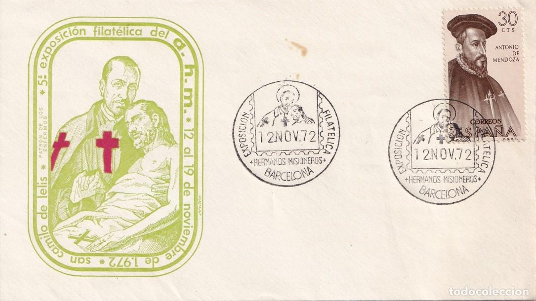 Sellos: Sobre Barcelona 1972 - 5&ordf; Exposici&oacute;n filat&eacute;lica del A.H.M. San Camilo de Lelis - Hermanos misioneros