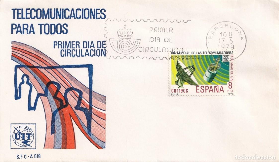 Sellos: SPD Barcelona 1979 - Telecomunicaciones para todos - UIT - Primer d&iacute;a de circulaci&oacute;n - FDC