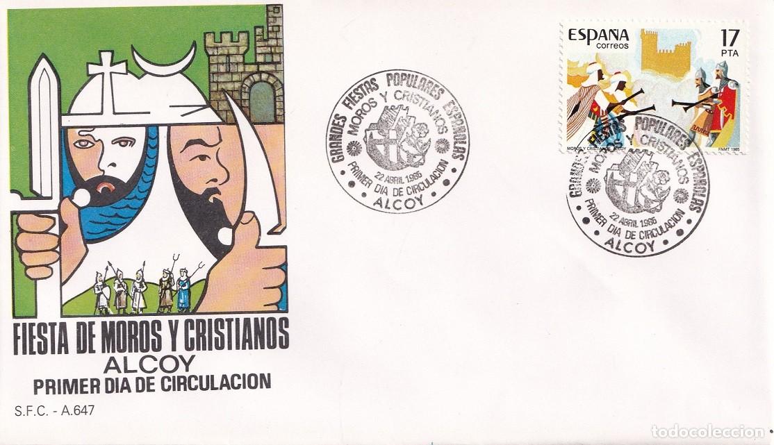 Sellos: SPD Barcelona 1985 - Fiesta de Moros y Cristianos - Alcoy - Primer d&iacute;a de circulaci&oacute;n - Matasellos