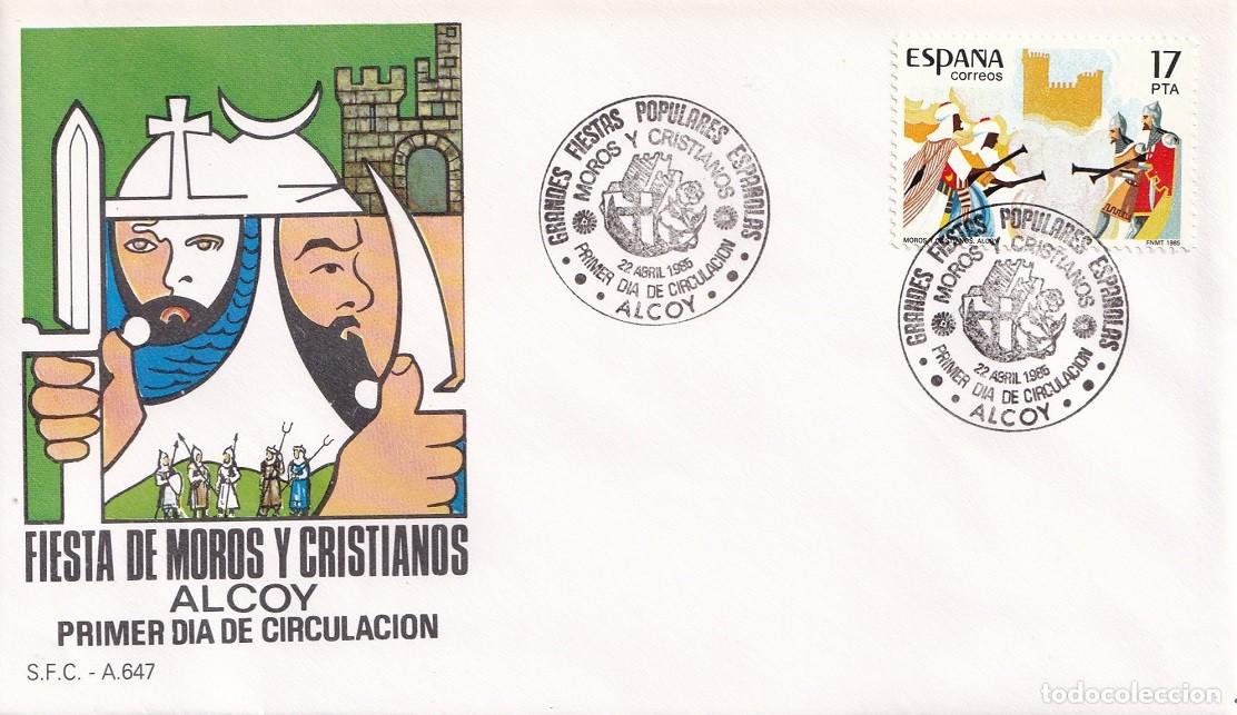 Sellos: SPD Barcelona 1985 - Fiesta de Moros y Cristianos - Alcoy - Primer d&iacute;a de circulaci&oacute;n - Matasellos