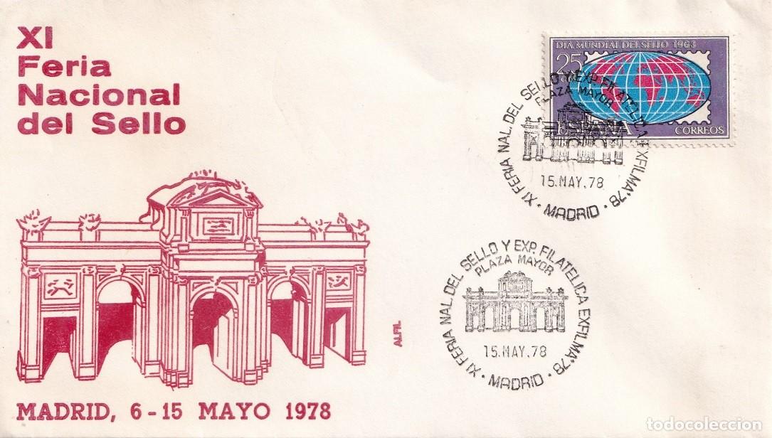 Sellos: Sobre en Alfil Barcelona 1977 - XI Feria Nacional del sello y Exposici&oacute;n Filat&eacute;lica Exfilma 78