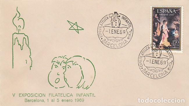 Sellos: A&Ntilde;O 1969, MU&Ntilde;ECO DE NIEVE, EXPOSICION FILATELICA INFANTIL, EN SOBRE DE LA EXPOSICION