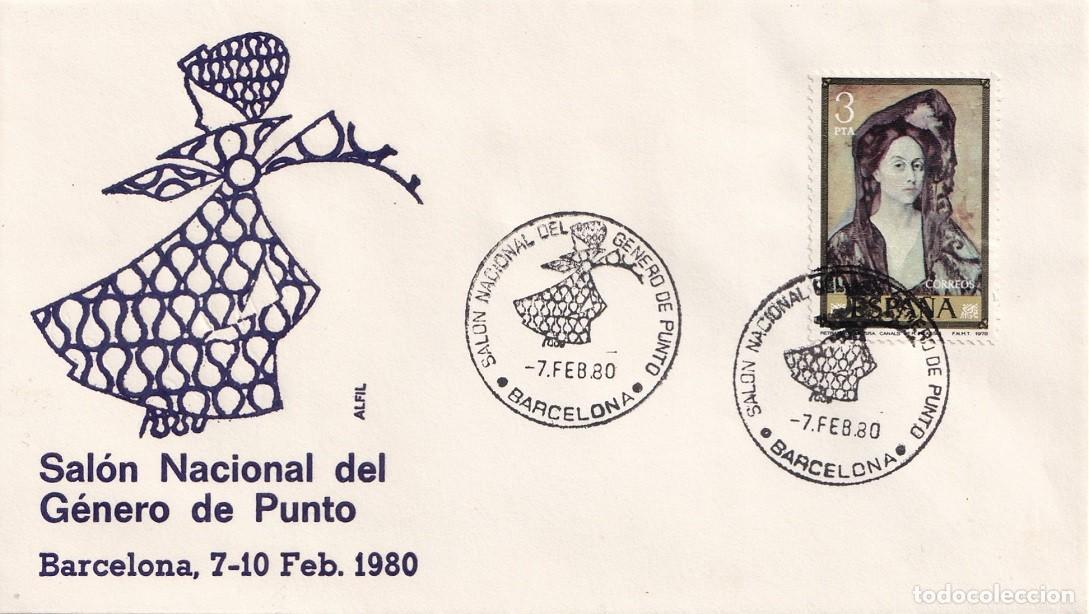 Sellos: Sobre Barcelona 1980 en Alfil - Sal&oacute;n Nacional del G&eacute;nero de Punto - Matasellos especiales