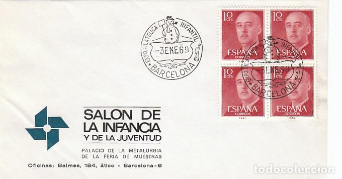 Sellos: A&Ntilde;O 1969, MU&Ntilde;ECO DE NIEVE, EN SOBRE COMERCIAL DEL SALON DE LA INFANCIA